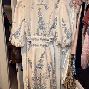 Elegant Blue Floral Women's Dress